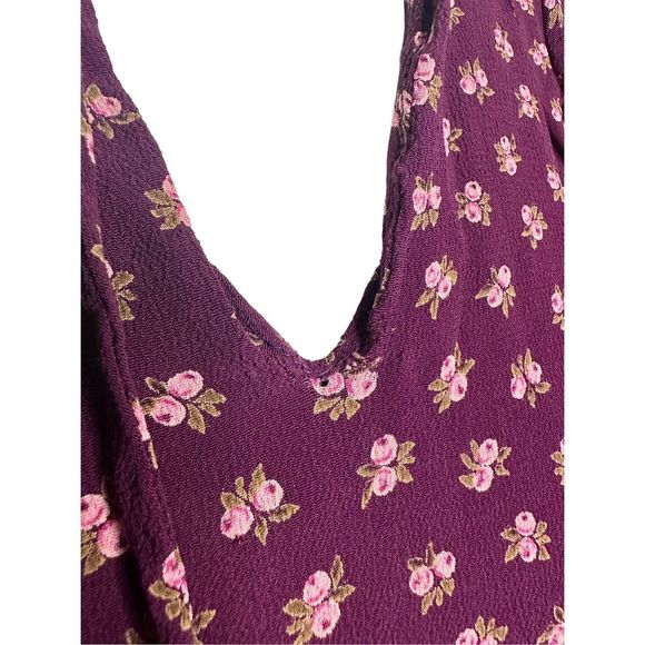 Moonglow Vintage Purple Elastic Waist Floral 3/4 Sleeve Dress Women's Est XS-SM - Picture 5 of 7
